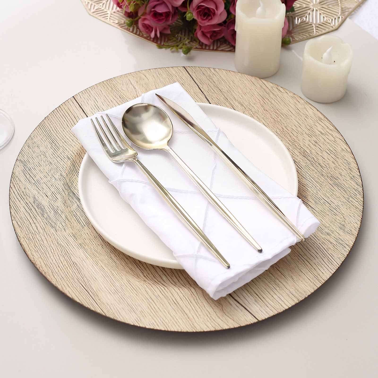 6-Pack Plastic Charger Plates 13" Round Natural with Faux Wood Finish - Rustic Boho Chic Dinner Party Charger Tableware - Image 8