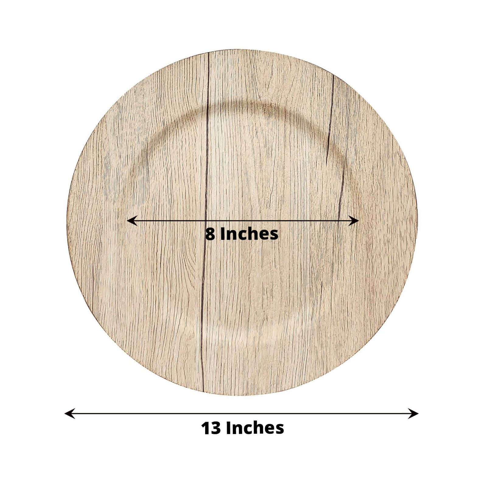 6-Pack Plastic Charger Plates 13" Round Natural with Faux Wood Finish - Rustic Boho Chic Dinner Party Charger Tableware - Image 3